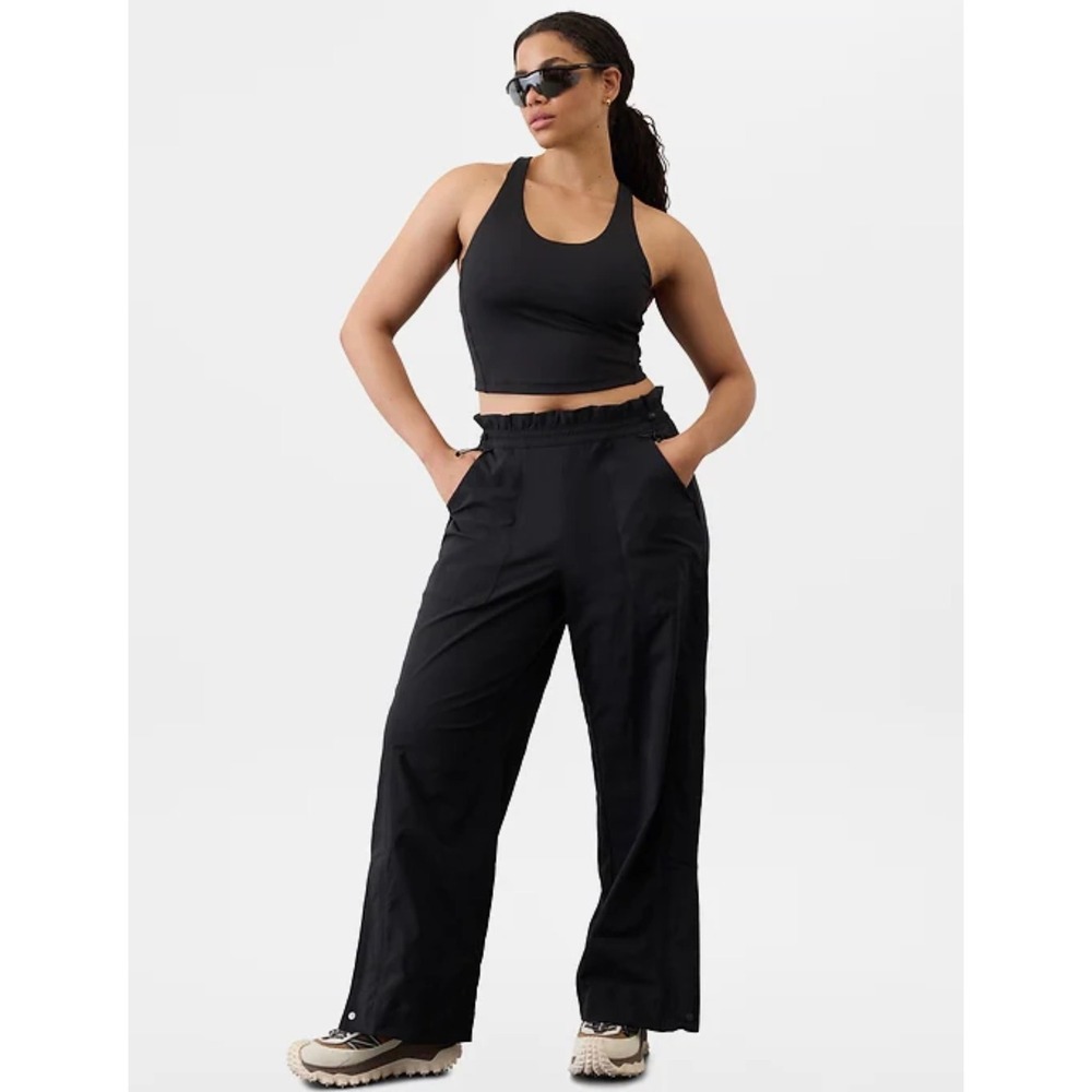 Athleta Trekkie High Rise Parachute Pants Black Gorpcore Streetwear Women's 4